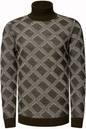 Rusty Neal Grobstrick mit Karomuster Rollkragen-Pullover