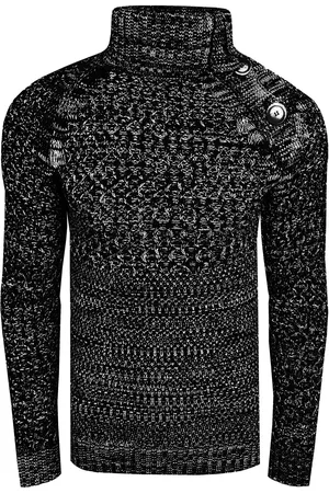 Rusty Neal Side Button-Placket Grobstrick Rollkragen-Pullover