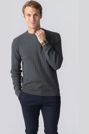 TeeShoppen Pullover mit Zopfmuster – Charcoal Melange