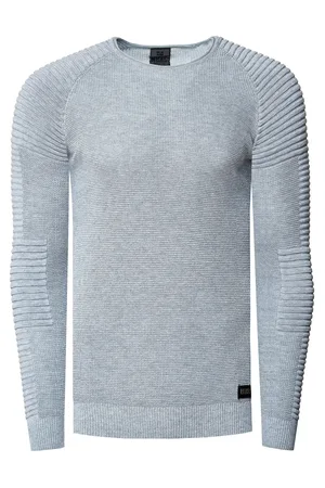 Rusty Neal Slim Fit Feinstrick Biker Rundhals-Pullover