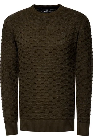 Rusty Neal Grobstrick mit Muster Einfarbig Rundhals-Pullover
