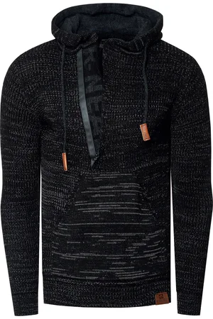 Rusty Neal 1/2 Zip Grobstrick Slim Fit Kapuzen-Pullover