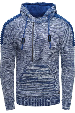 Rusty Neal 1/2 Zip Grobstrick Kontrast Kapuzen-Pullover