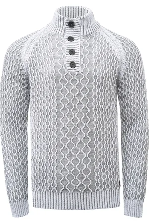 Rusty Neal Grobstrick Stehkragen Kontrast Pullover