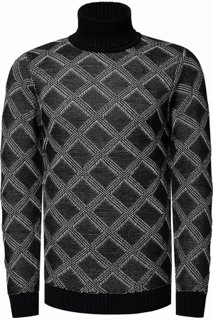 Rusty Neal Grobstrick mit Karomuster Rollkragen-Pullover