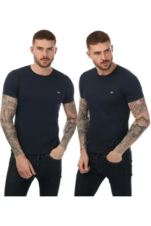 Emporio Armani T-Shirt Rundhalsausschnitt für Herren(2er-Pack) (Marineblau)
