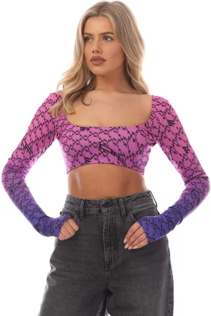 OFF-WHITE Off White - Kurzes Top für Damen Langärmlig (Pink/Blau)