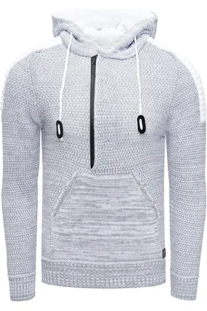 Rusty Neal 1/2 Zip Grobstrick Kontrast Kapuzen-Pullover