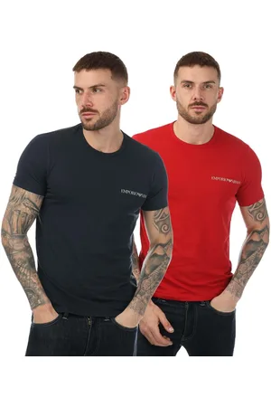 Emporio Armani T-Shirt Rundhalsausschnitt für Herren(2er-Pack) (Marineblau/Rot)