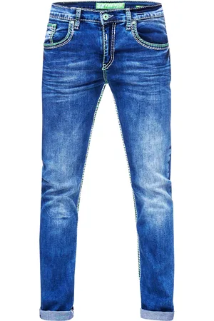 Rusty Neal Jeans Hose "LEVIN" mit Neon Grüner Kontrast-Naht