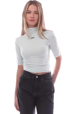OFF-WHITE Off White - "Off Stamp Sec Skin" T-Shirt Rollkragen für Damen (Hellblau)