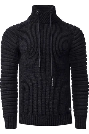 Rusty Neal Biker Grobstrick Stehkragen-Pullover