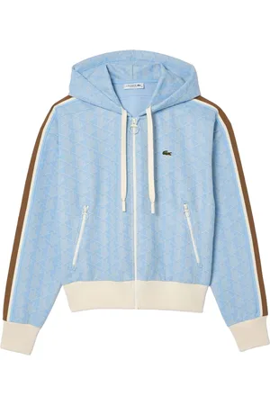 Lacoste "Jacquard" Hoodie mit durchgehendem Reißverschluss für Damen (Hellblau/Weiß)