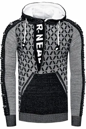 Rusty Neal 1/2 Zip Kontrast Grobstrick Kapuzen-Pullover