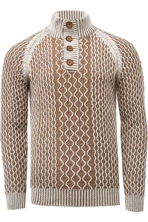 Rusty Neal Grobstrick Stehkragen Kontrast Pullover