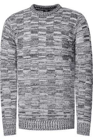 Rusty Neal Kontrast Grobstrick Rundhals-Pullover
