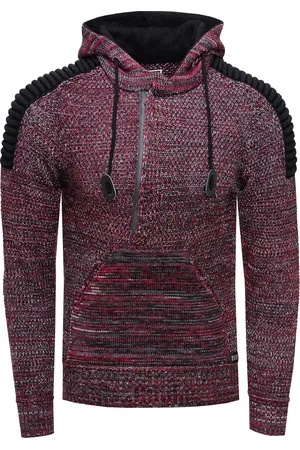 Rusty Neal 1/2 Zip Grobstrick Kontrast Kapuzen-Pullover