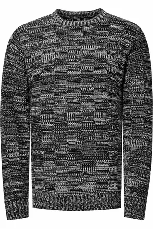 Rusty Neal Kontrast Grobstrick Rundhals-Pullover