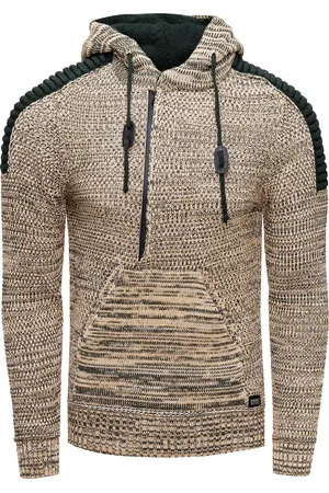 Rusty Neal 1/2 Zip Grobstrick Kontrast Kapuzen-Pullover