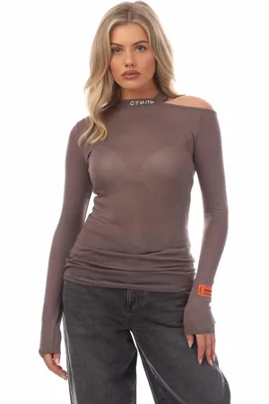 Heron Preston "CTNMB" Sweatshirt Rundhalsausschnitt für Damen Schulterfrei ( /Weiß)