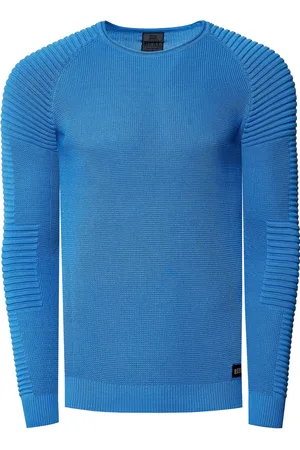 Rusty Neal Slim Fit Feinstrick Biker Rundhals-Pullover