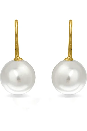 Luxenter Essential Ohrringe aus 925 Sterling Silber und weißer Perle mit 18 Karat Gelbgold