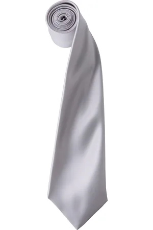 Premier Herrenkrawatte aus Satin (schmale Klinge) (Silbergrau)