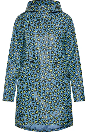 Schmuddelwedda Regenparka Damen Stahlblau Limette Leo