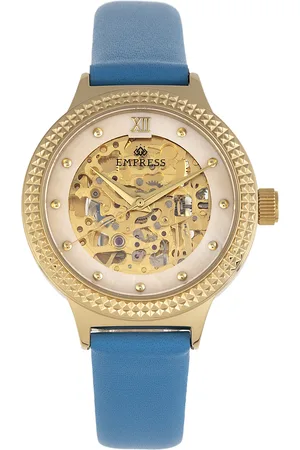 Empress Alice Automatic MOP Skeleton Dial Leather-Band Watch