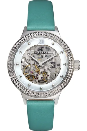 Empress Alice Automatic MOP Skeleton Dial Leather-Band Watch