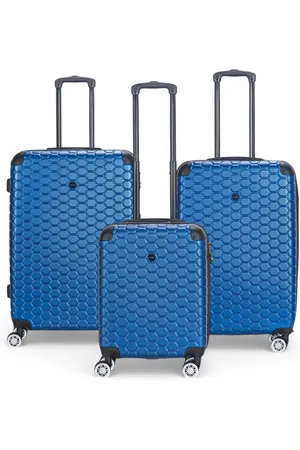 Infinity Erweiterbarer blauer Hartschalen-ABS-Koffer mit 8 Rädern, Reisegepäck, Kabine, Urlaubstaschen