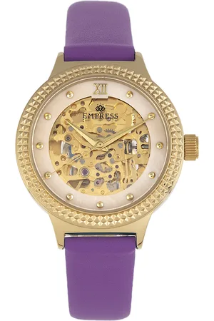 Empress Alice Automatic MOP Skeleton Dial Leather-Band Watch