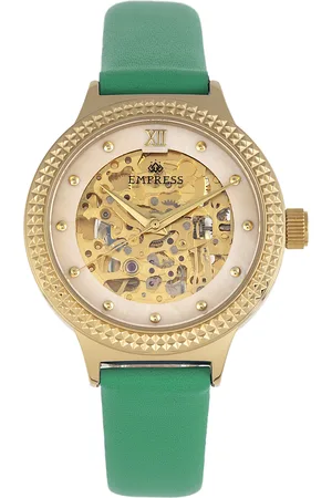 Empress Alice Automatic MOP Skeleton Dial Leather-Band Watch