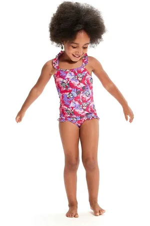 Speedo "Learn To Swim" Badeanzug Dünner Riemen für Baby-Girls Rüschen (Pink/Violett)