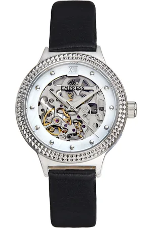 Empress Alice Automatic MOP Skeleton Dial Leather-Band Watch