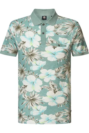 Petrol Industries Poloshirt mit Botanikmuster Rove Herren - Blau