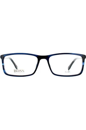 HUGO BOSS Rechteckige Herren Blaue Hornbrille Brillenrahmen