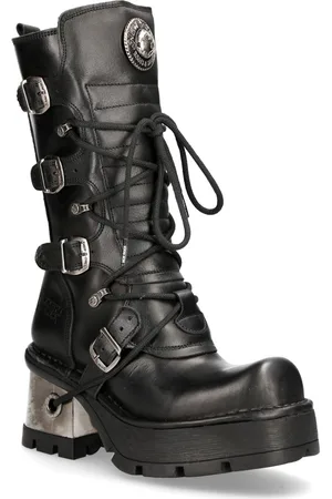New Rock Damen-Leder-Gothic-Mittelstiefel mit mittlerer Wade-373-S33