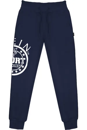 Philipp Plein Equipment Circular Logo Marineblaue Jogginghose