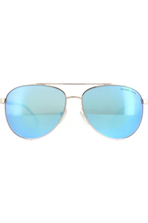 Michael Kors Aviator Womens Rose Gol White Blue Mirror Lunettes de soleil