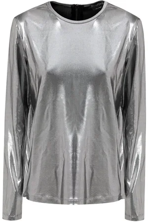 Tom Ford Silber Metallic Stoff T-Shirt