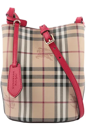Burberry Beige/Rote Damen-Eimertasche aus Leder Mod. 4057157