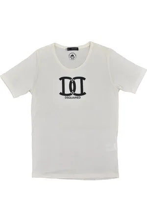 Dsquared2 Cremefarbenes Damen-T-Shirt von 2 mit Seidengummi-Aufdruck, Mod. S72GC0754S21498012