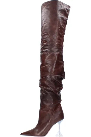Amina Muaddi Braune Stiefel