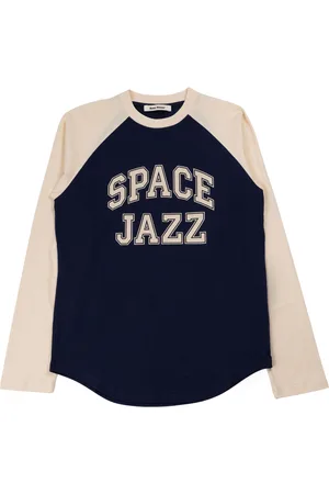 WALES BONNER Space-T-Shirt in Elfenbein/Marineblau