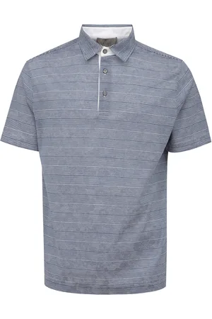 CANALI Polo blau gestreifte kurze Armel