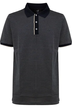 Dunhill Blau Marine Baumwolle Polo mit Jacquard Print