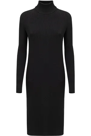 Bottega Veneta Langes schwarzes Kleid in Strick