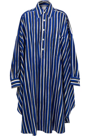 Bottega Veneta Kaftano Shirt Kleid in Righe