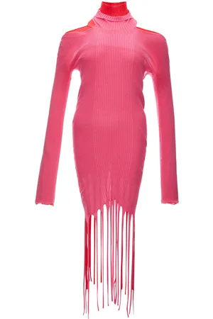 Bottega Veneta Lange Armel Kleid mit Frange